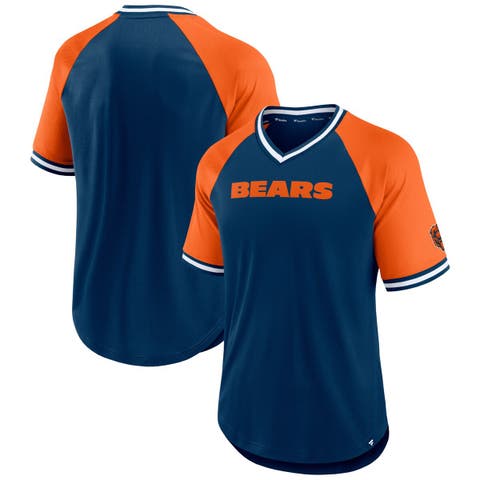 Men's Fanatics Branded Navy/Orange Chicago Bears Second Wind Raglan V-Neck T-Shirt