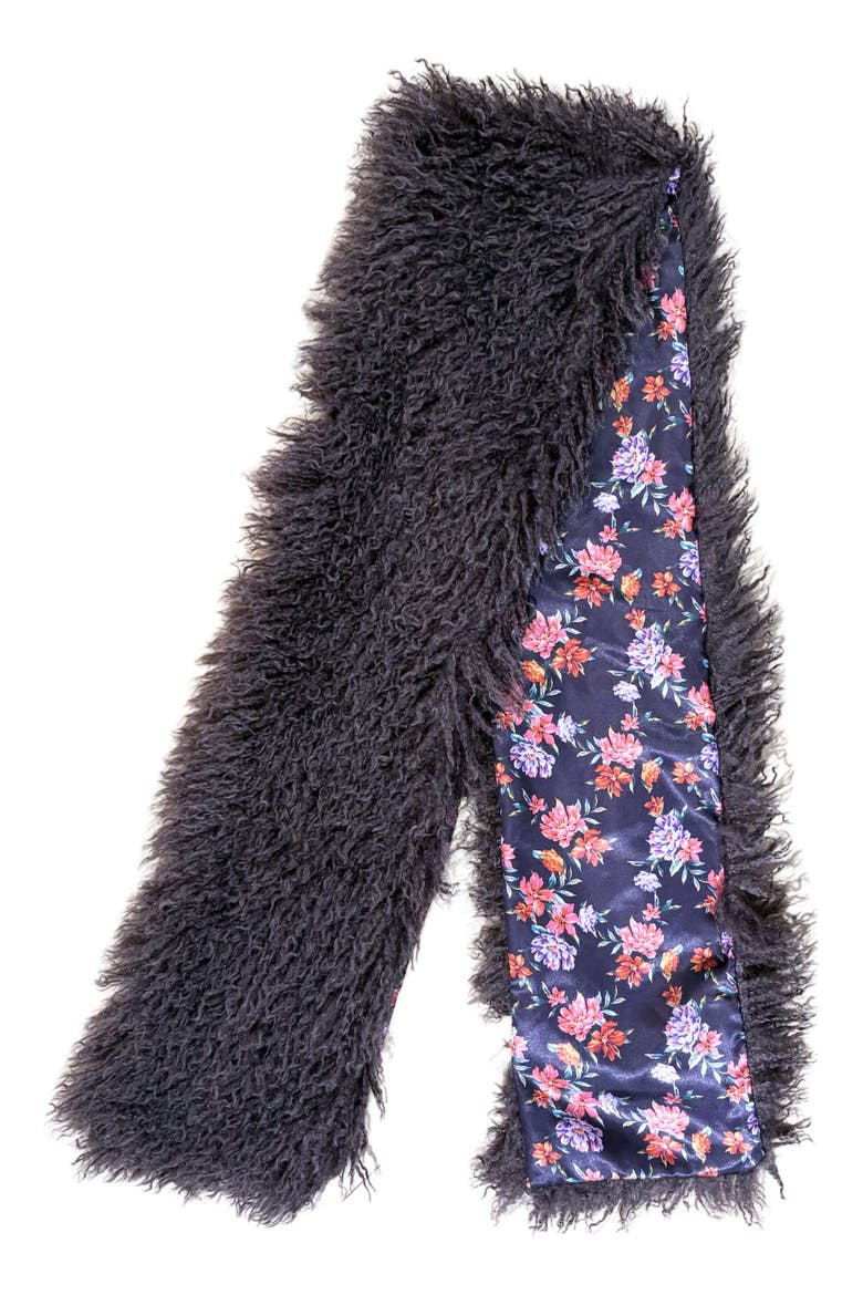 Mongolian Faux Fur Scarf, Main, color, PLUM