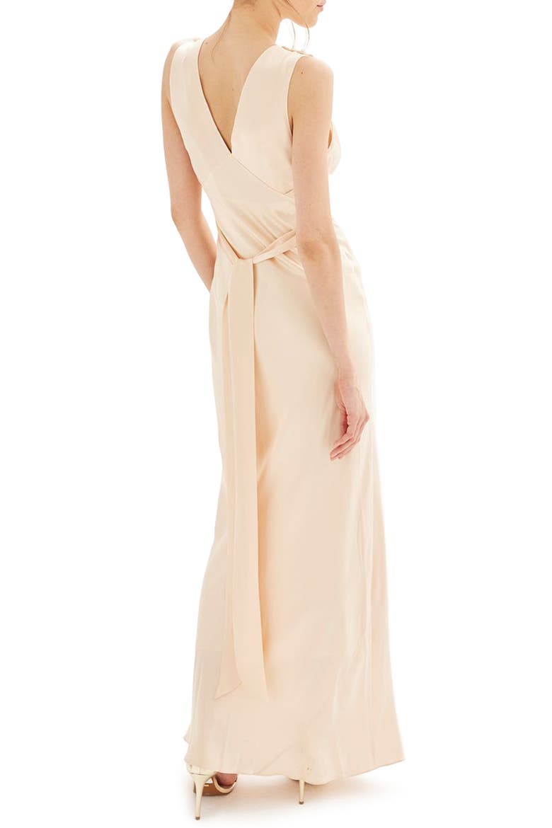 Bride Embroidered Silk Gown, Alternate, color, NUDE