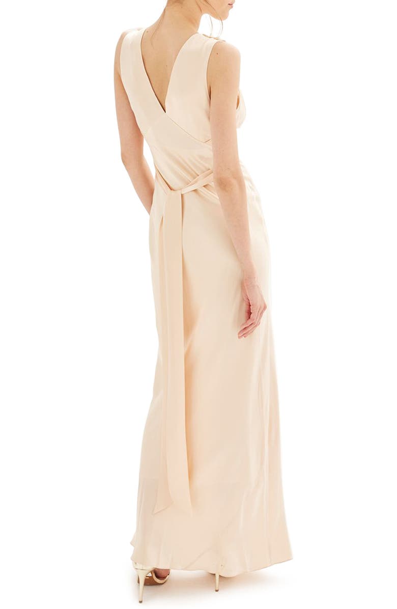 Topshop Bride Embroidered Silk Gown, Alternate, color,