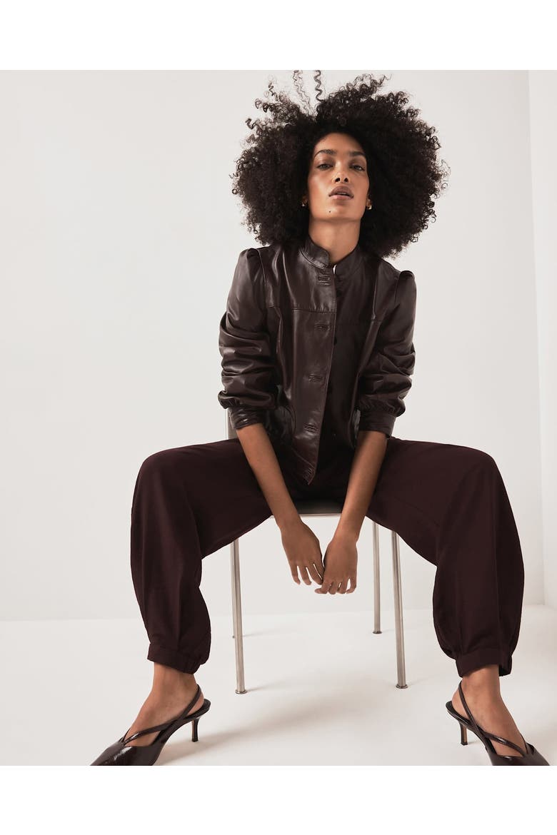 Balloon Leg Elasticated Trousers, Alternate, color, Burgundy