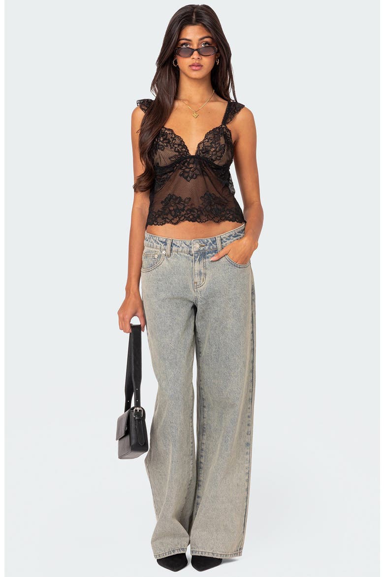 Jasmine Sheer Lace Camisole, Alternate, color, BLACK