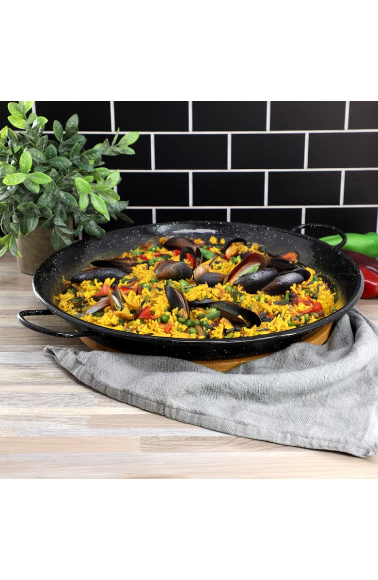 OSTER Castillo 15 Inch Enameled Steel Paella Pan, Alternate, color, Black