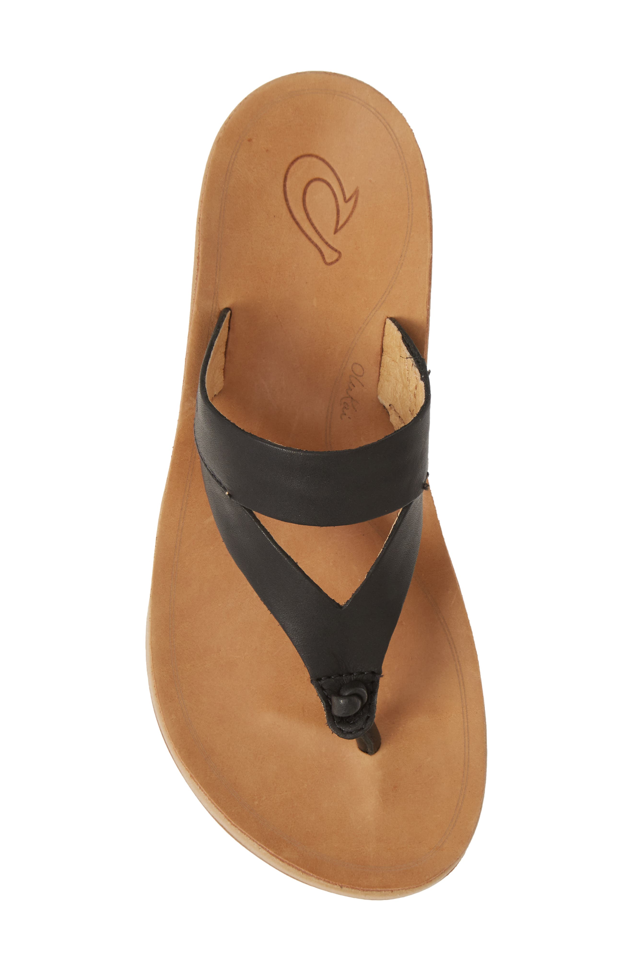 Kaekae Ko'o Flip Flop, Alternate, color, BLACK LEATHER