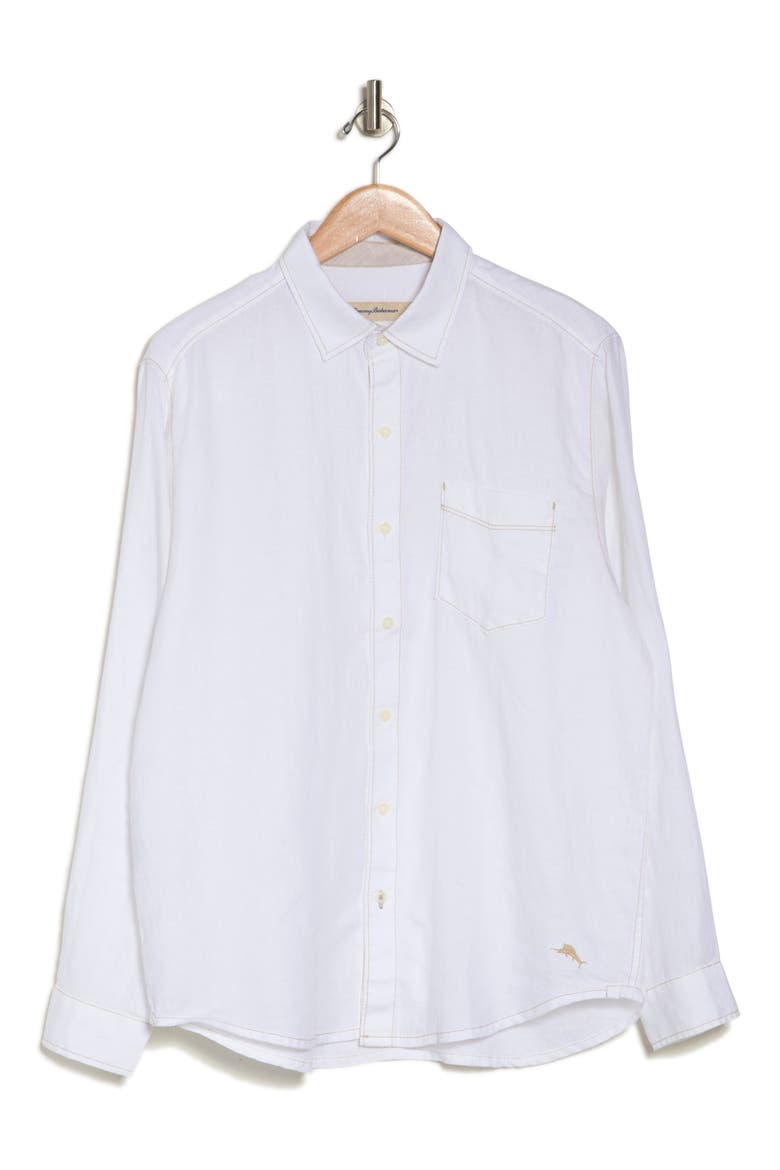 New Party Breezer Linen Long Sleeve Button-Up Shirt, Alternate, color, WHITE