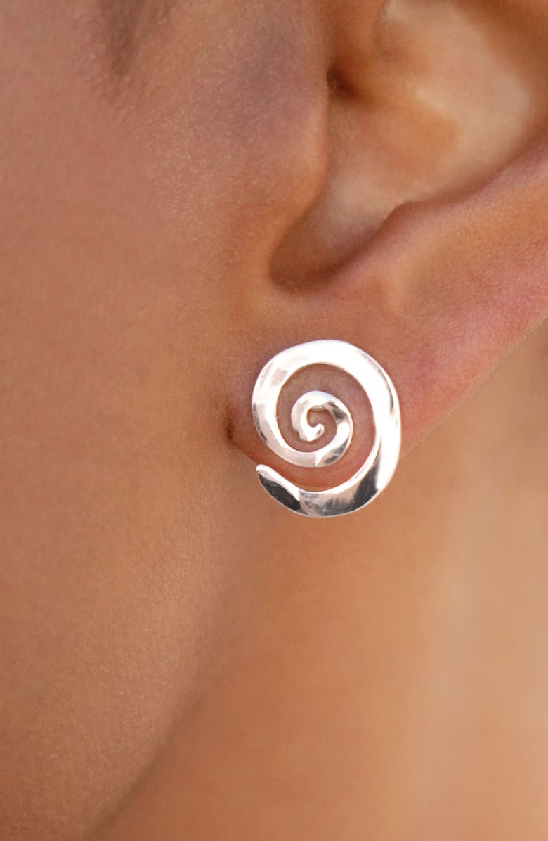 Ettika Aura Swirl Stud Earrings, Alternate, color, Silver