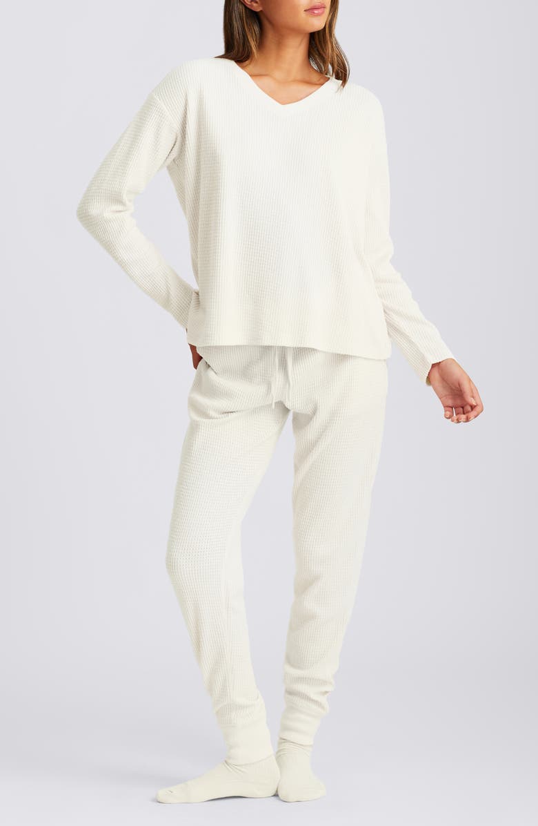 Papinelle Supersoft Waffle Pajamas, Alternate, color, Ecru