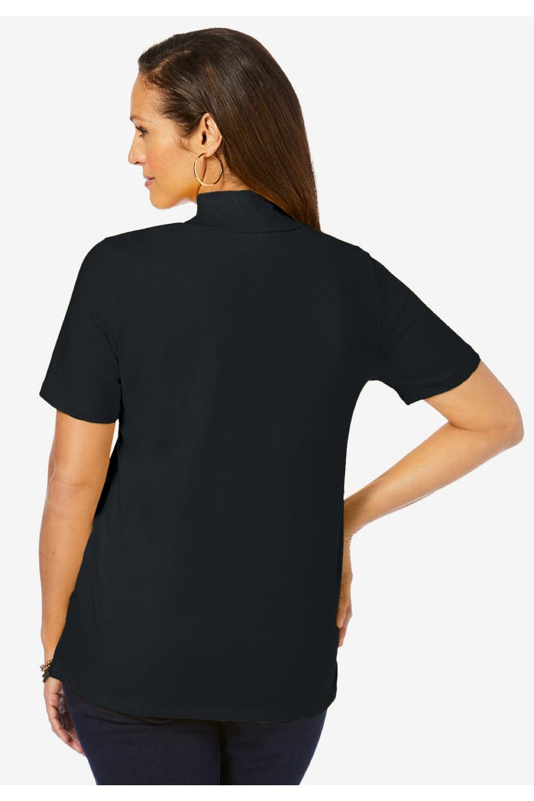 Short Sleeve Mock Neck, Alternate, color, BLACK