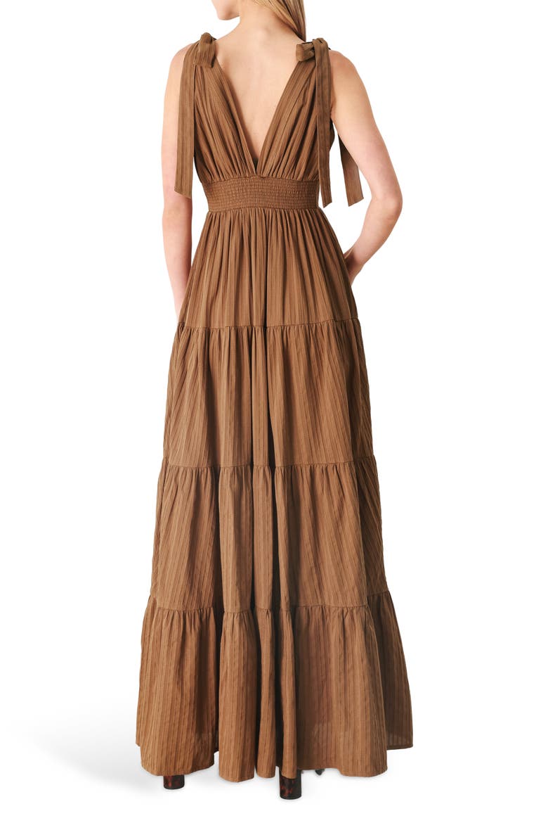 Textured Stripe Maxi Dress, Alternate, color, BROWN