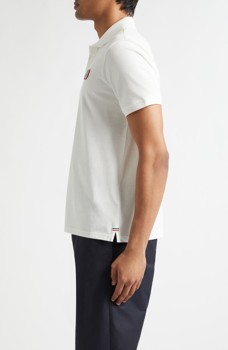 Moncler Logo Patch Cotton Polo, Alternate, color, Silk White
