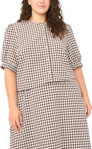 Halogen® Puff Sleeve Front Button Top