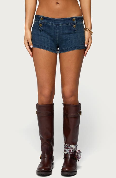 Sashe Low Rise Fitted Denim Shorts