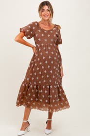 PinkBlush Floral Embroidered Tiered Midi Dress