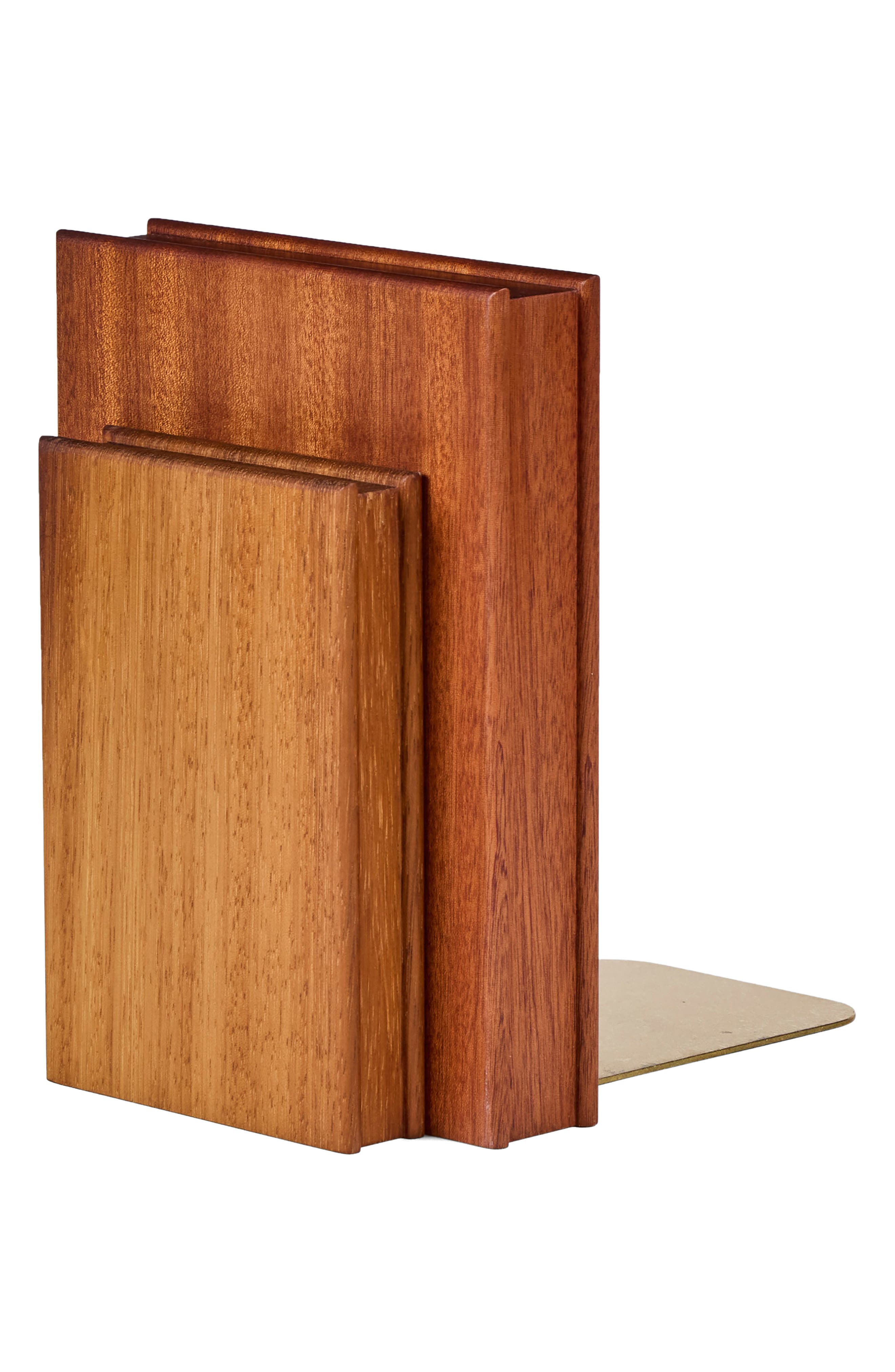 COMMUNE Stacked Wood Bookend in Brown 