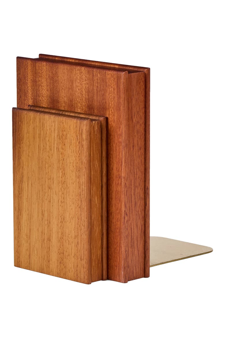 Stacked Wood Bookend, Main, color, BROWN