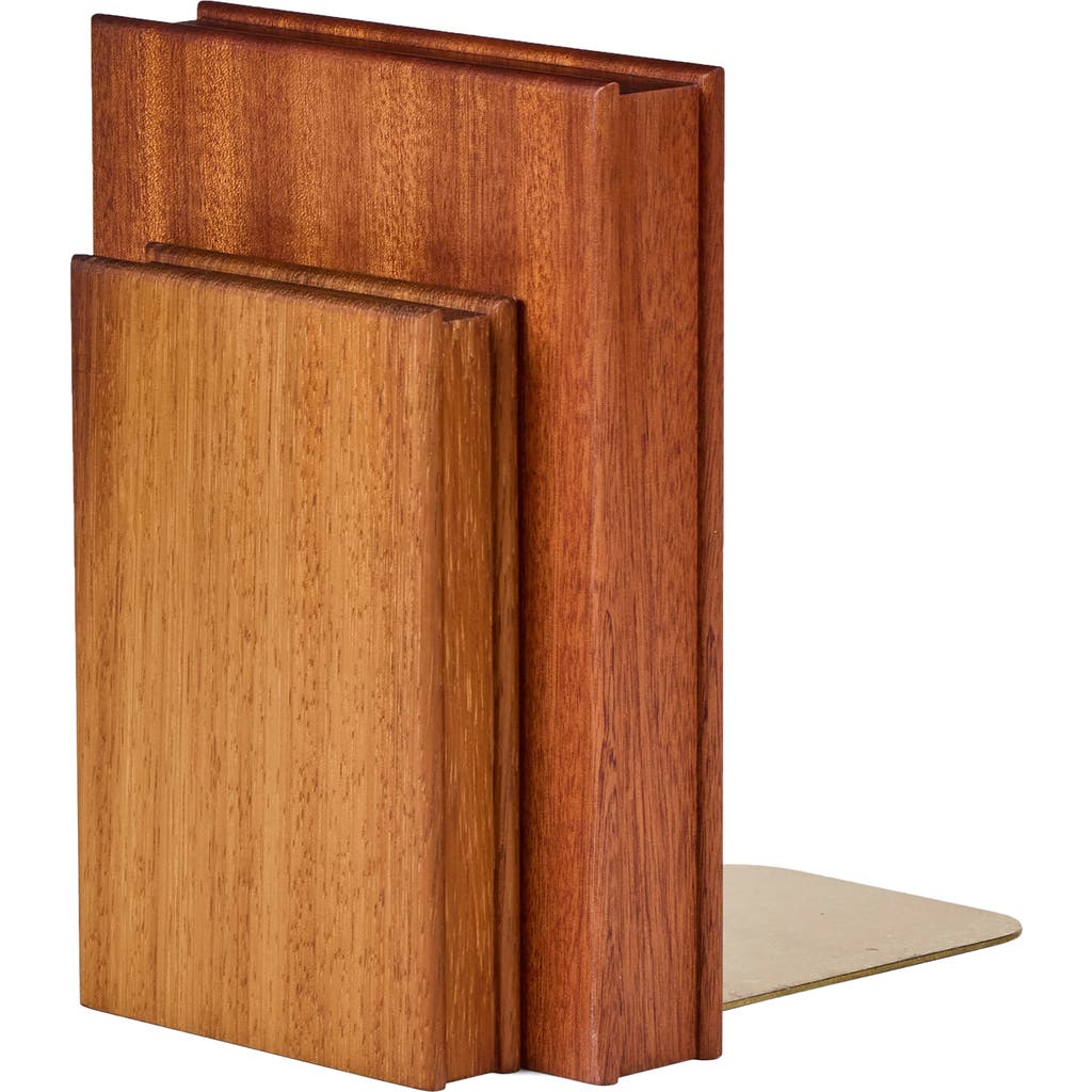 Commune Stacked Wood Bookend In Brown