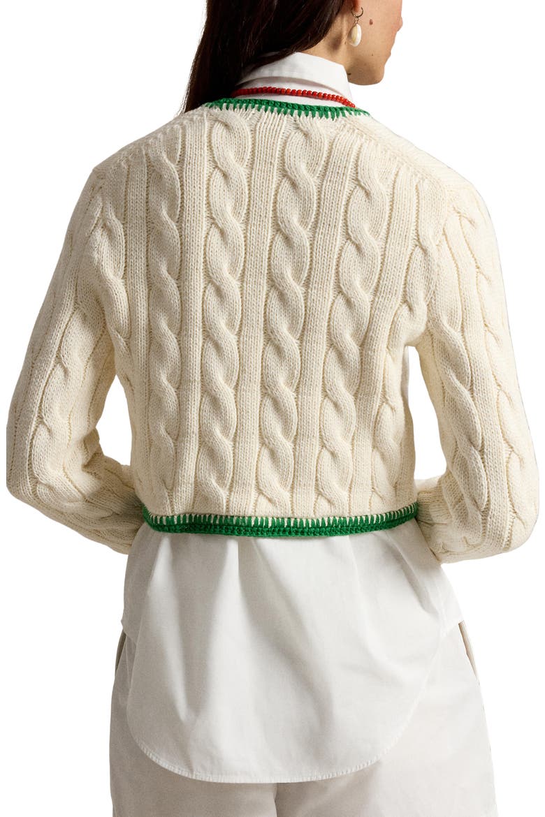 Cable Knit Button Front Crop Cardigan, Alternate, color, CRICKET CREAM