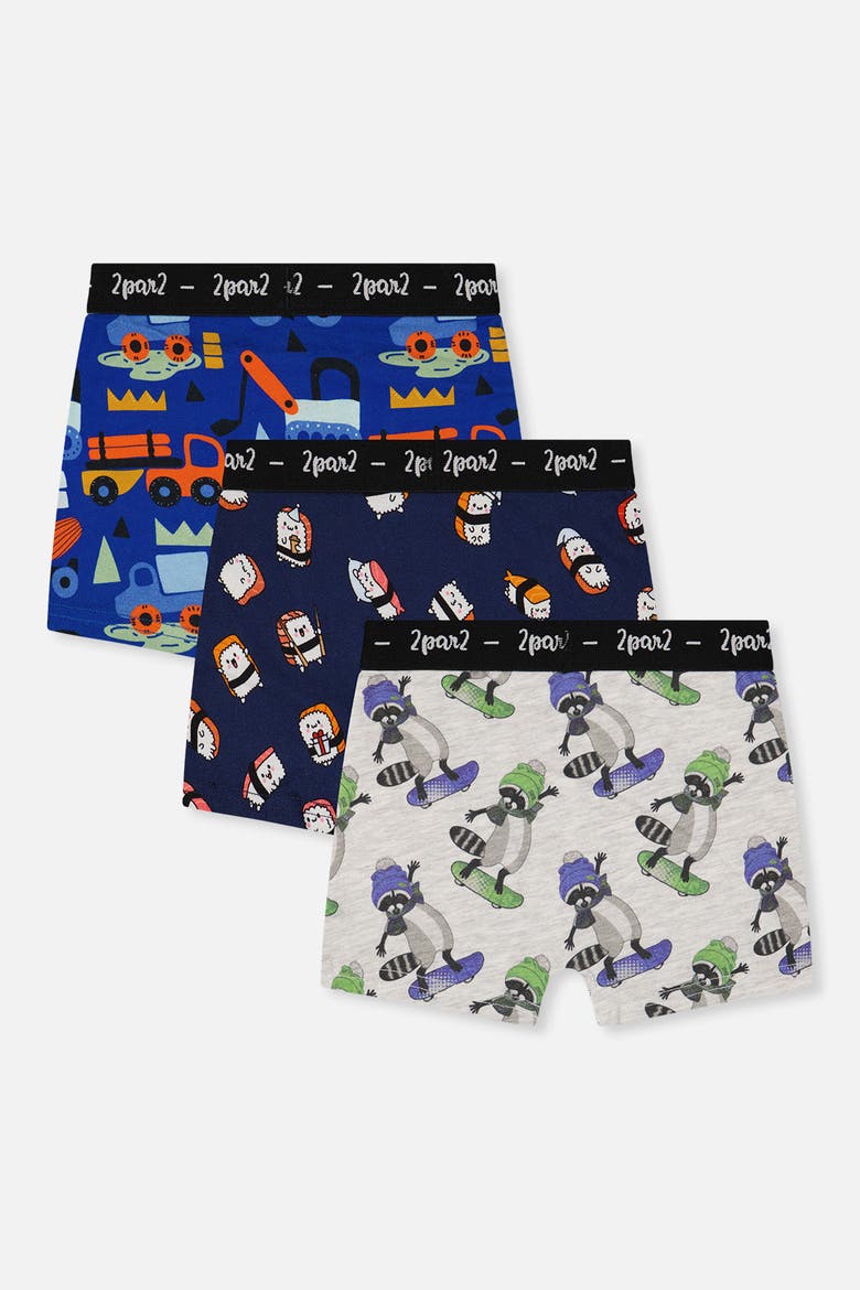 Fun Organic Cotton Elastic Waistband 3-Pack Boxers, Alternate, color, Fun Print