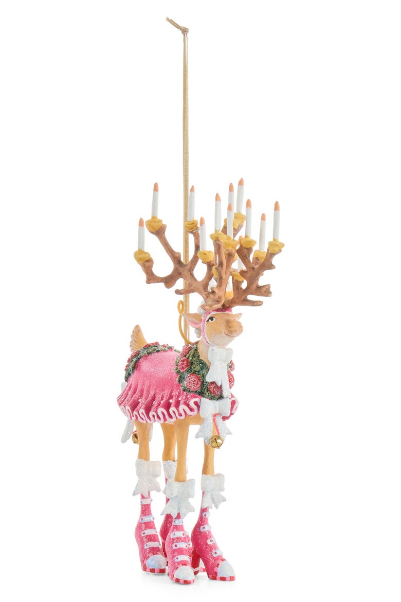 Patience Brewster Dash Away Donna Reindeer Ornament, Main, color, PINK