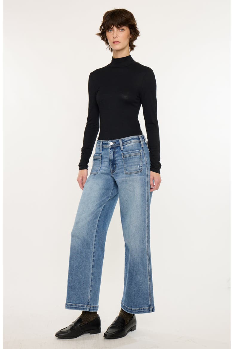 Amma Essentials Mid Rise Ankle Wide Leg Jeans, Alternate, color, Medium Dark Wash