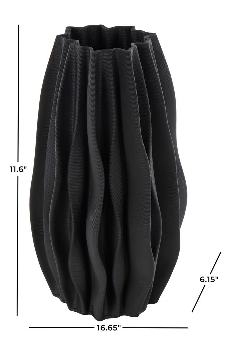 VIVIAN LUNE HOME Ruffled Ceramic Vase, Alternate, color, Black