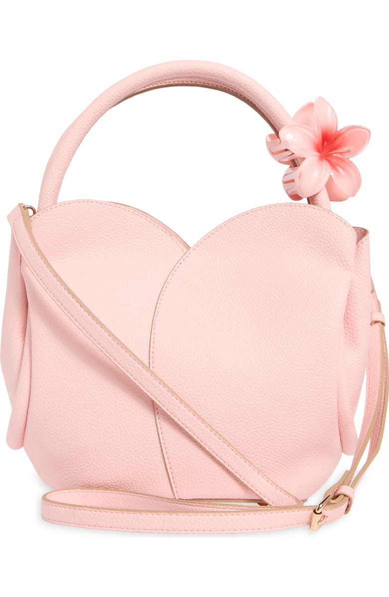 Nanette Lepore Tulip Satchel with Hibiscus Hair Tie, Alternate, color, Peachy Pink