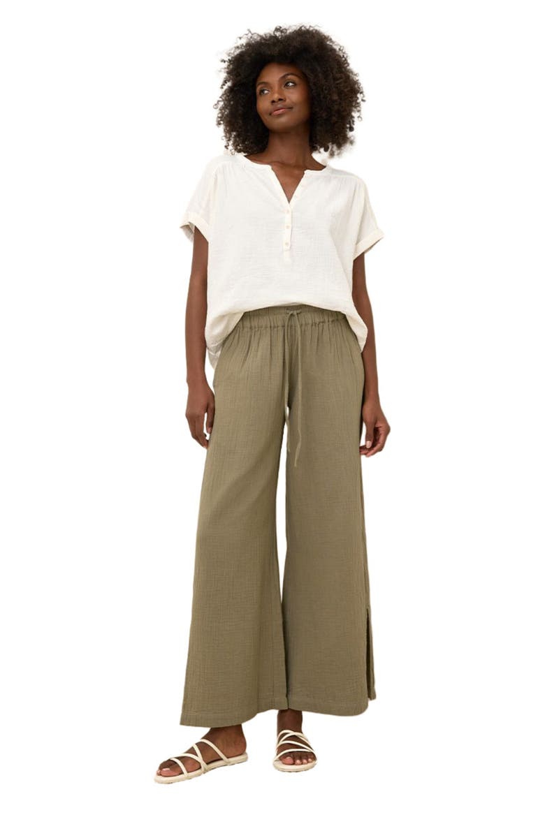 Organic Cotton Coastal Double Gauze Short Sleeve Popover, Main, color, Sea Salt