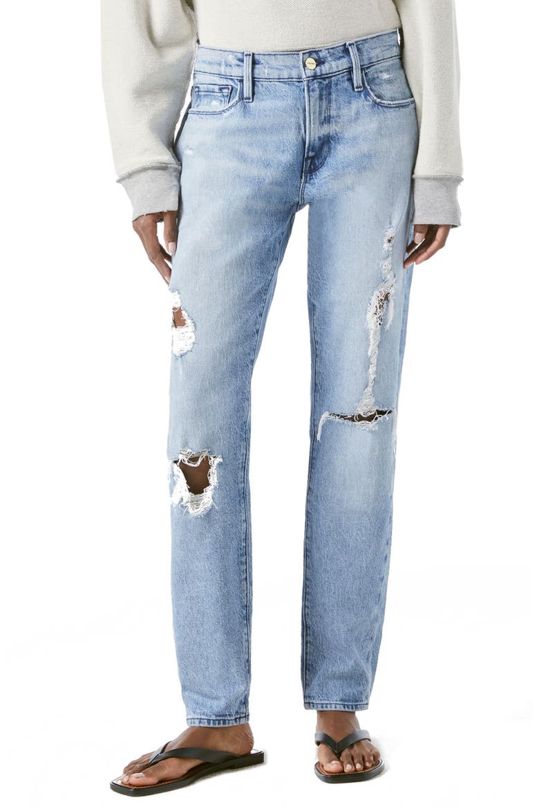 Le Garçon Ripped Straight Leg Jeans, Main, color, BELDON RIPS