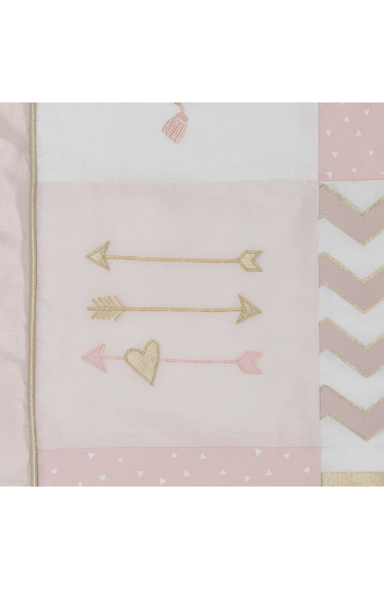 Lambs & Ivy Baby Love Metallic Hearts, Stripes and Chevrons 4-Piece Nursery Crib Bedding Set, Alternate, color, Pink