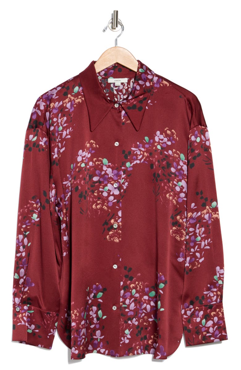 Vince Forsythia Long Sleeve Silk Button-Up Shirt, Alternate, color, 
