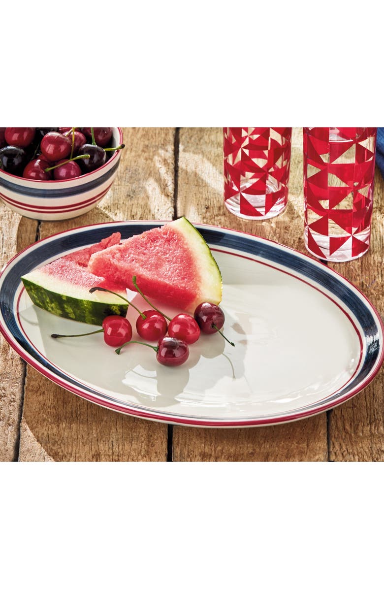 tag Summer Stripe Serving Platter Dishwasher Safe Perfect for Entertaining, Alternate, color, Multicolored