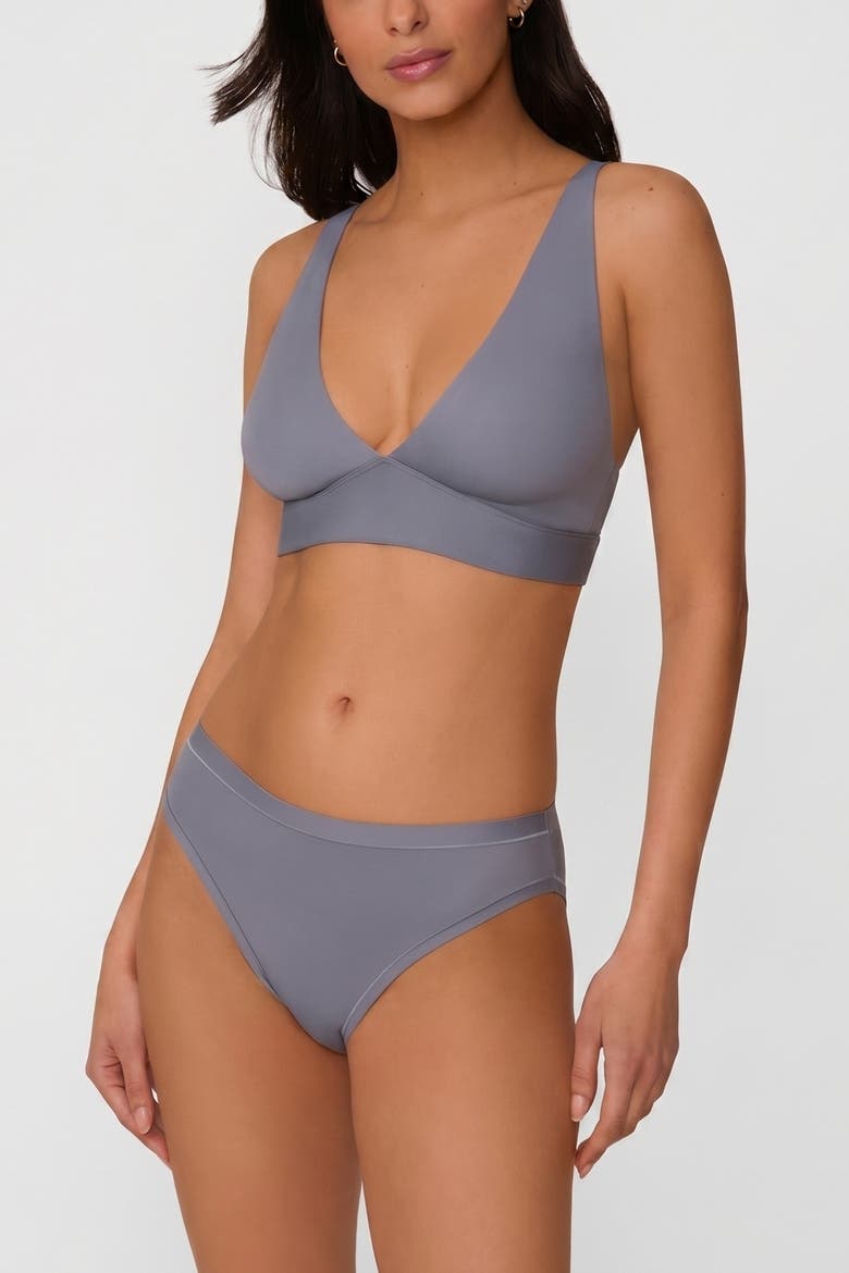 Bliss Plunge Adjustable Bralette, Alternate, color, Steel