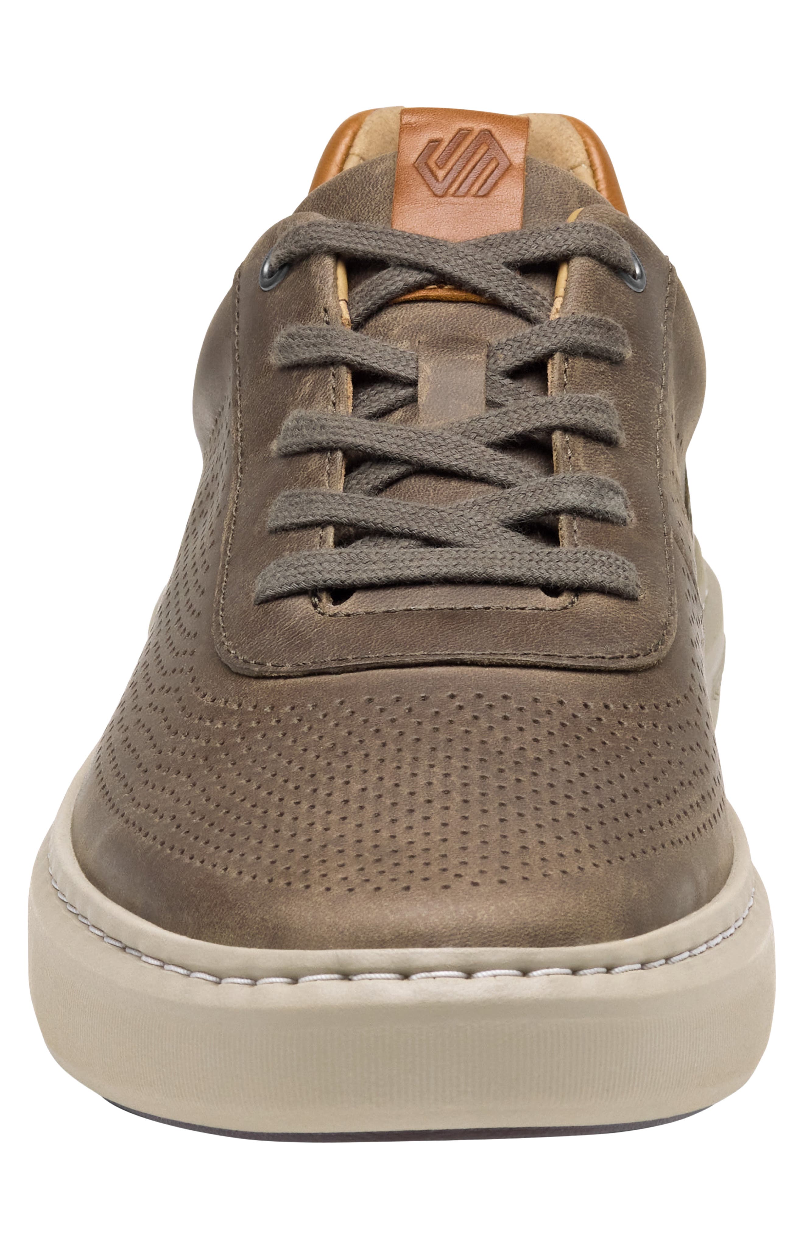Anders Perforated Leather Sneaker, Alternate, color, DARK TAUPE OILED FULL GRAIN