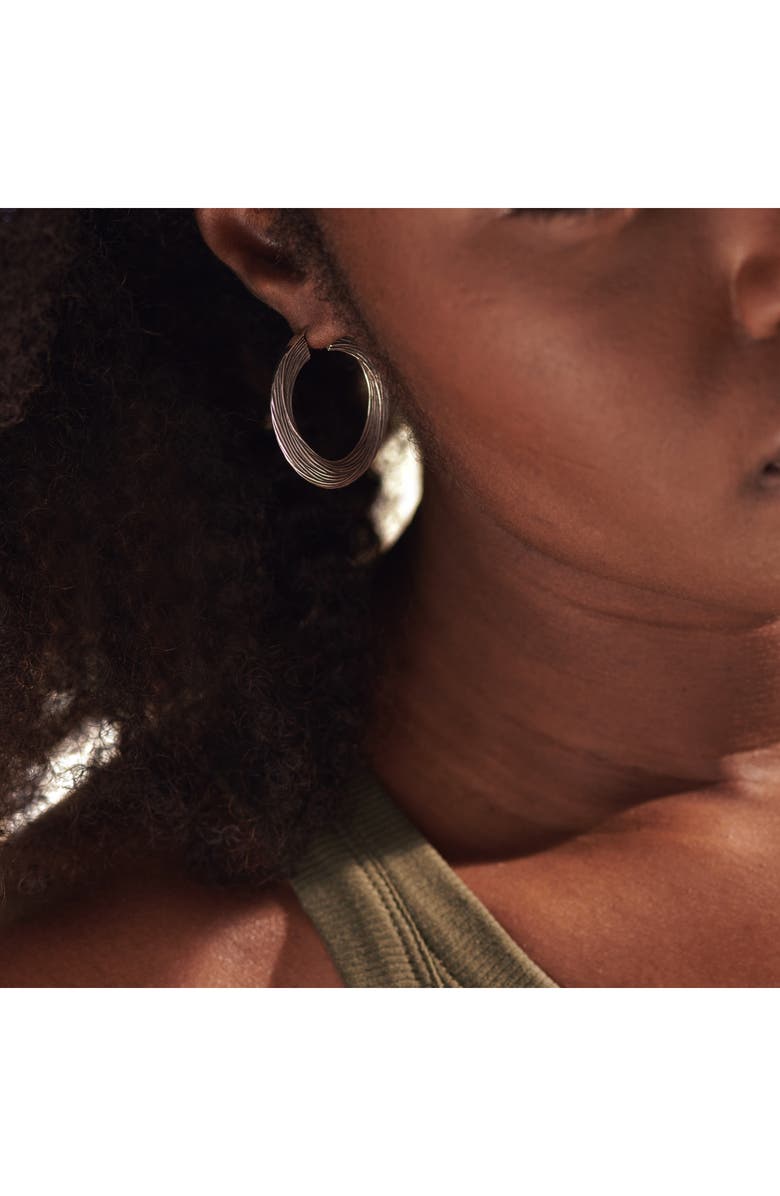 John Hardy Bamboo Striated Hoop Earrings, Alternate, color, Silver