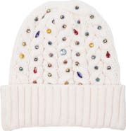 SAACHI Embellished Cable Knit Beanie