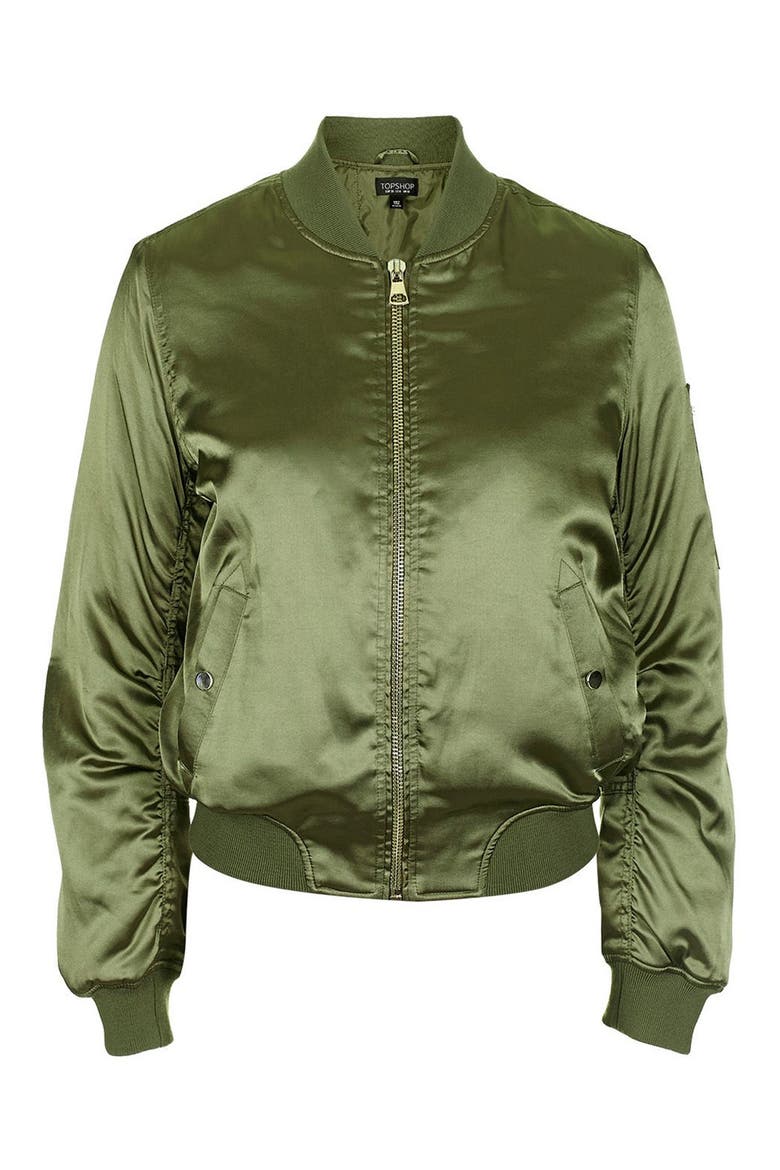 'MA1' Shiny Bomber Jacket, Alternate, color, OLIVE