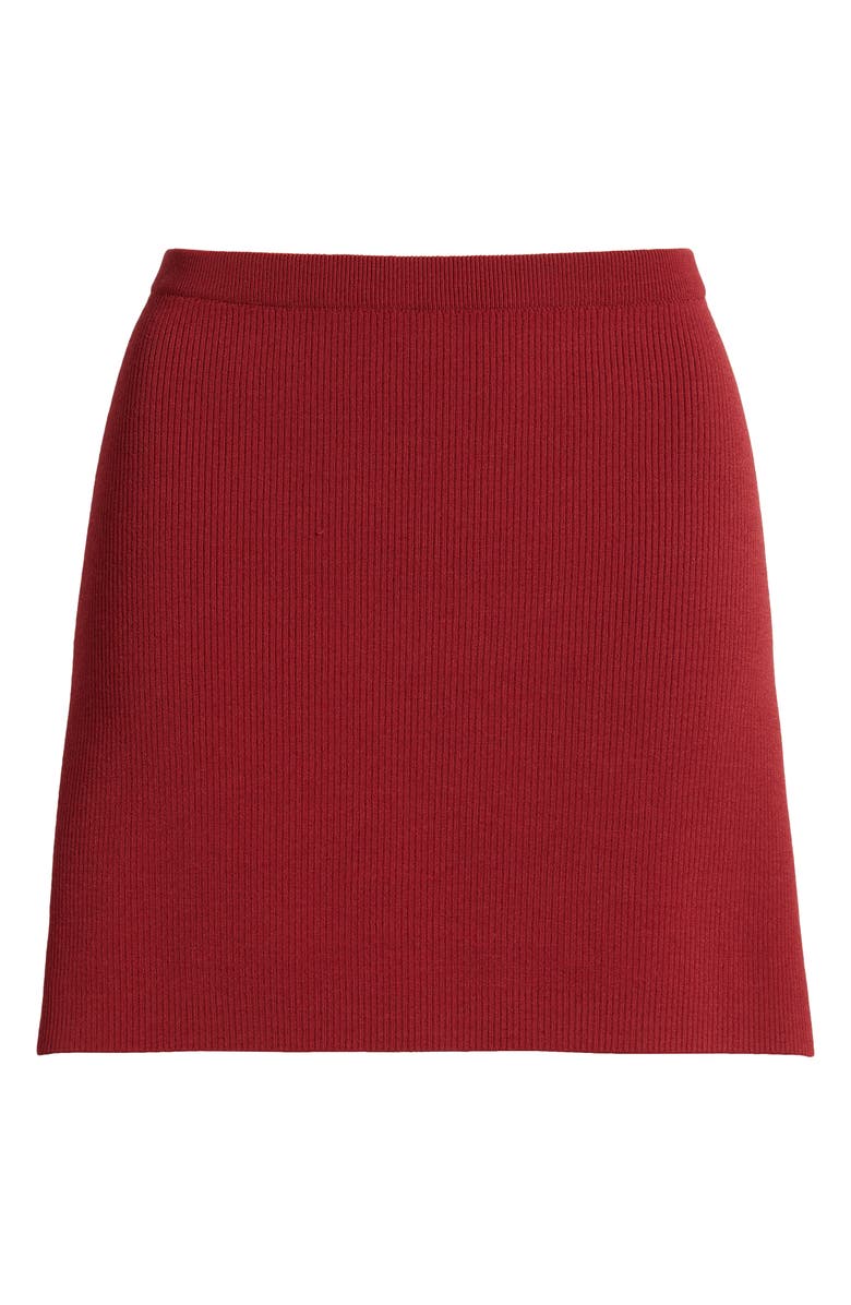 Mistress Rocks Lace Trim Stretch Satin Miniskirt, Alternate, color, Sangria