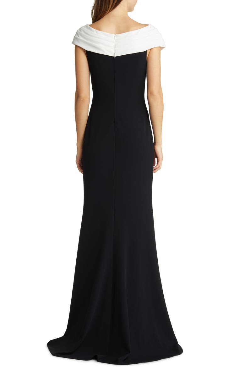 Tadashi Shoji Portrait Neck Short Sleeve Gown, Alternate, color, 