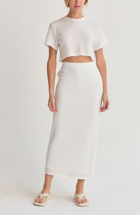 Textured Knit Two Piece Skirt Set