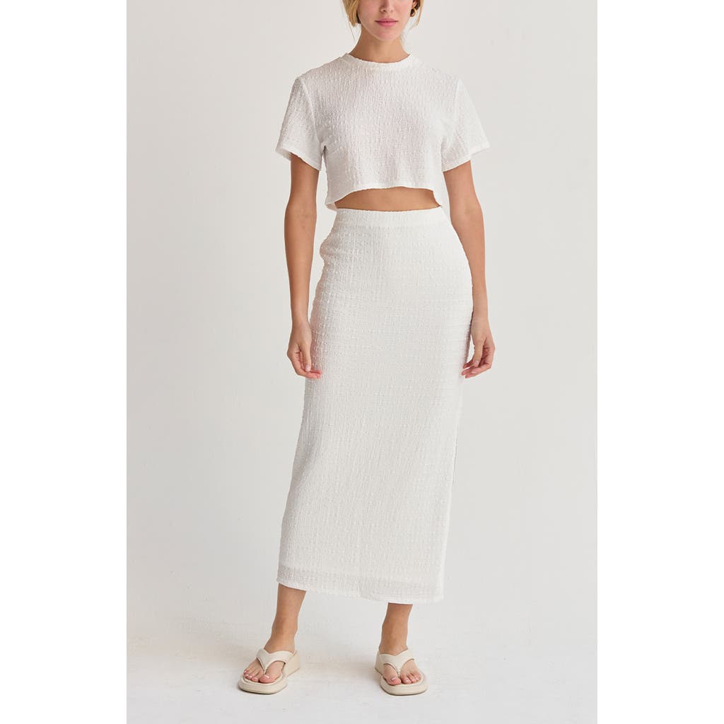 CRESCENT Textured Knit Two Piece Skirt Set in White at Nordstrom, Size Medium
