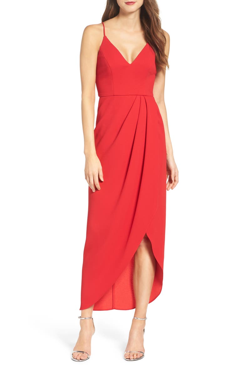 Xscape High/Low Dress, Main, color, RED