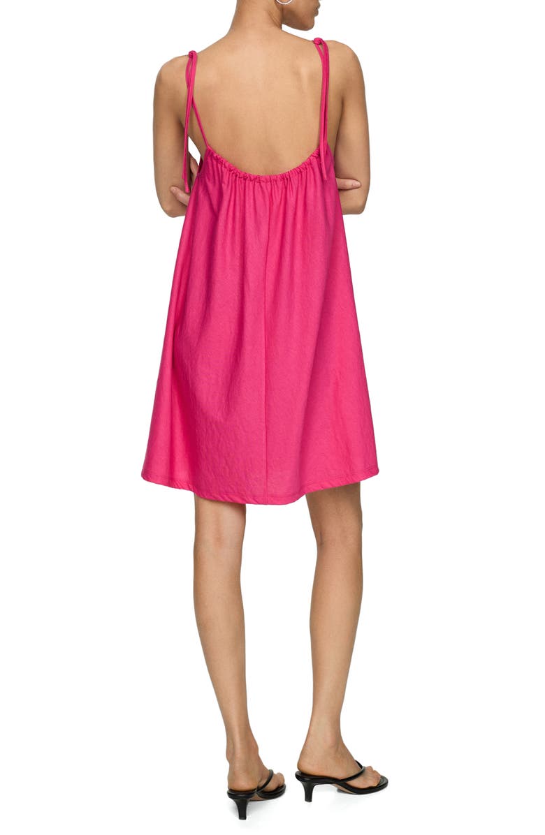 MANGO Tie Strap Shift Minidress, Alternate, color, Fuchsia