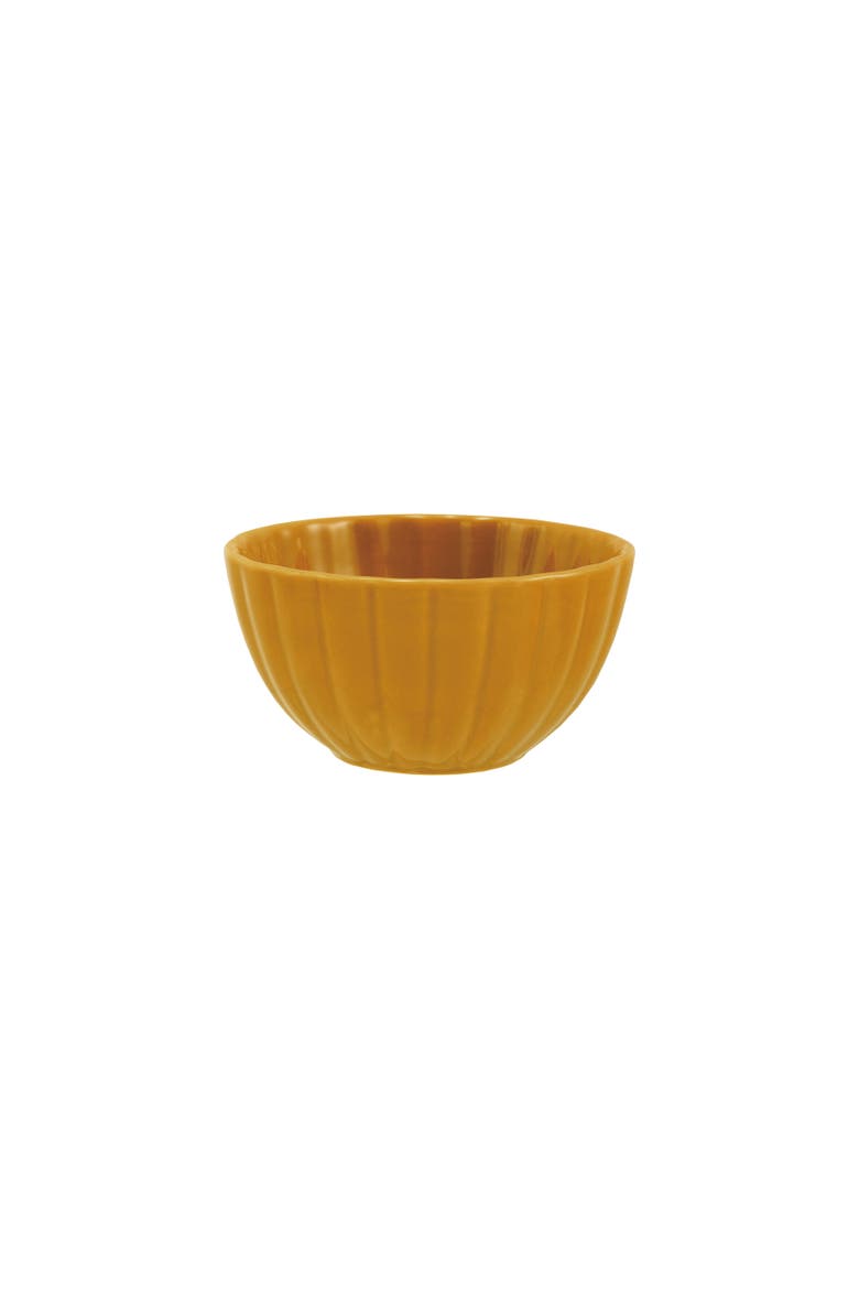 Ribbed Bowl with Reactive Glaze, Main, color, Yellow