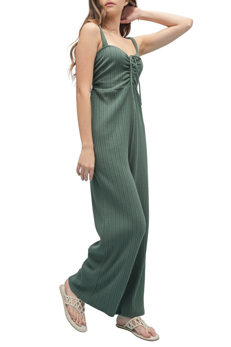 Sweetheart Neck Wide Leg Jumpsuit, Alternate, color, GREEN