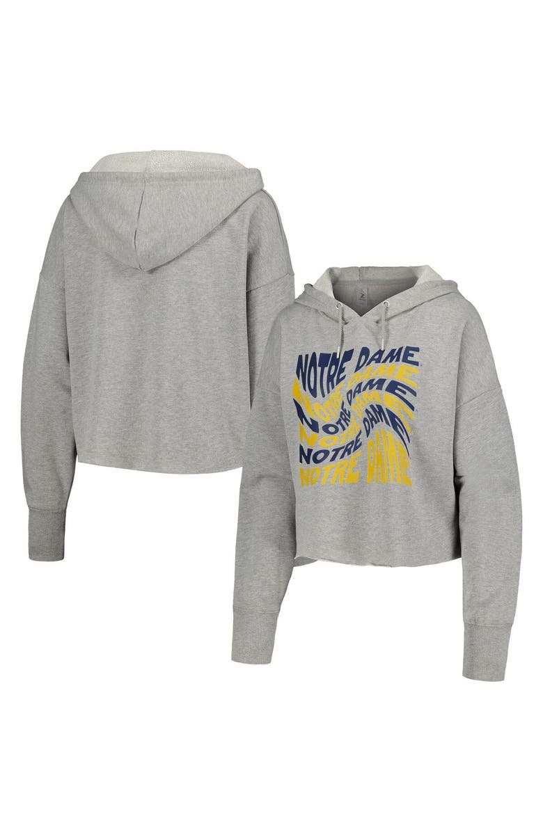 ZOOZATZ Women's ZooZatz Gray Notre Dame Fighting Irish Swirl Cropped Pullover Hoodie, Main, color, 
