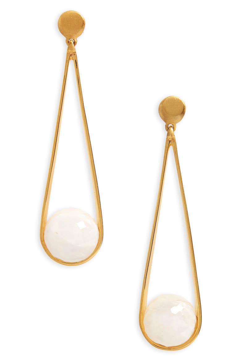 Ipanema Drop Earrings, Main, color, MOONSTONE/GOLD
