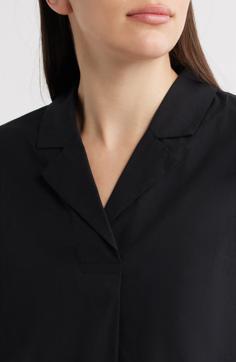 Eileen Fisher Notch Collar Roll Cuff Shirt, Alternate, color, Black