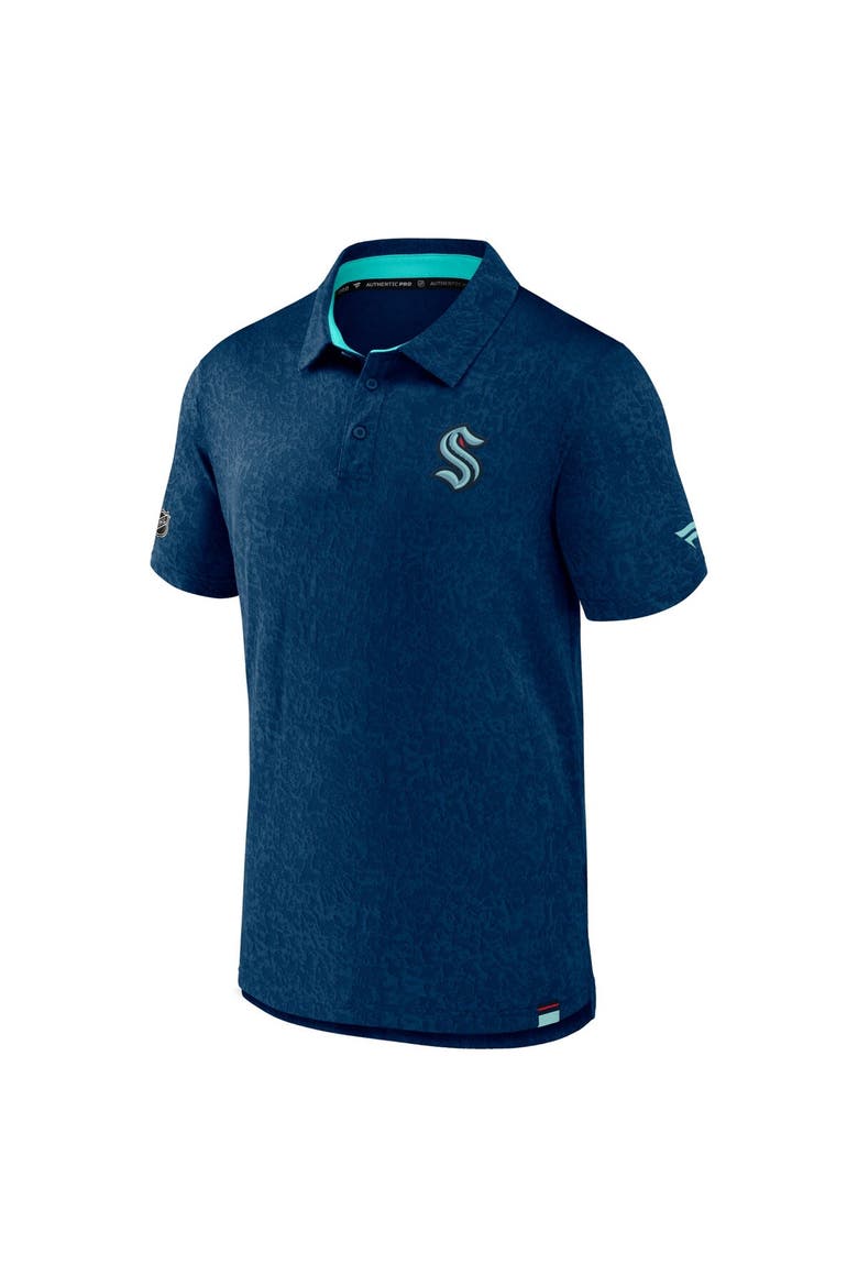 Men's Fanatics Branded  Deep Sea Blue Seattle Kraken Authentic Pro Jacquard Polo, Alternate, color, Navy