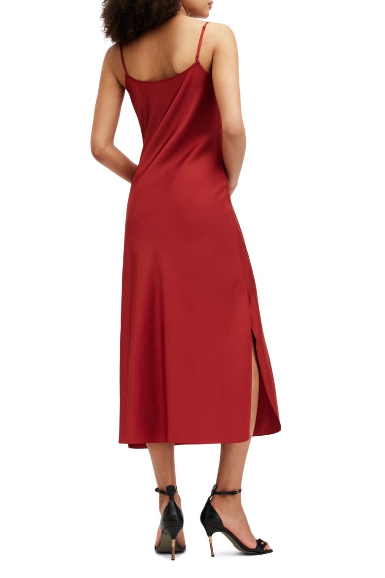 Hadley Cowl Neck Stretch Satin Slipdress, Alternate, color, SAVVY RED