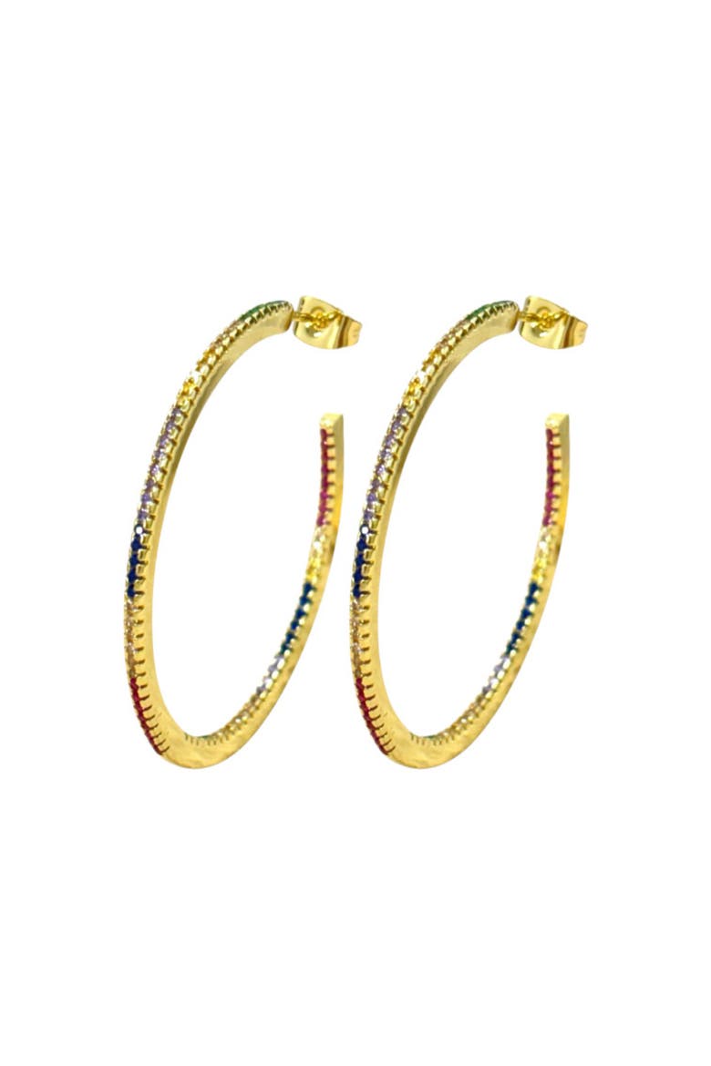 Rainbow Hoop Earrings, Alternate, color, Gold